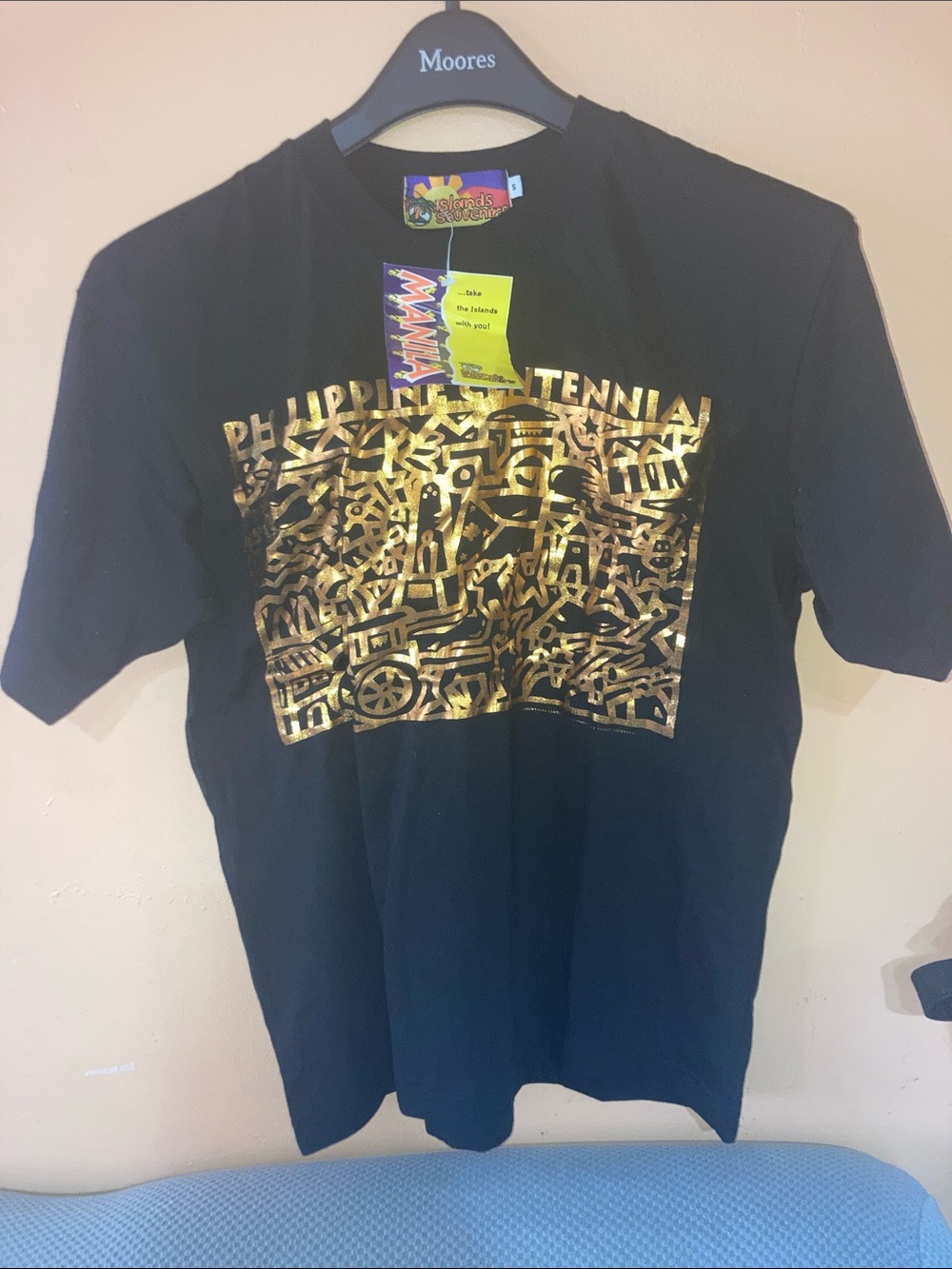Black Tee with Metallic Gold Graphic - Unbranded